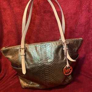 Michaels Kors Tote Bag Purse Gold AUTHENTIC